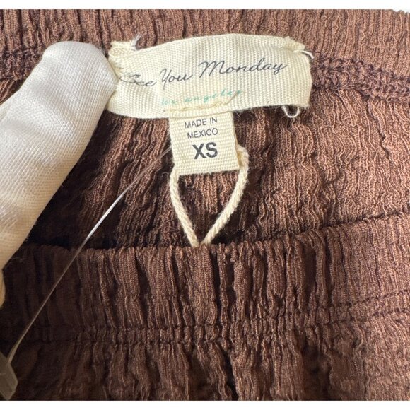 See You Monday Brown Textured Wide-Leg Pants XS - Picture 5 of 7